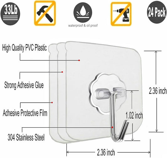 Adhesive Hooks for Wall Heavy Duty (Pack of 10)