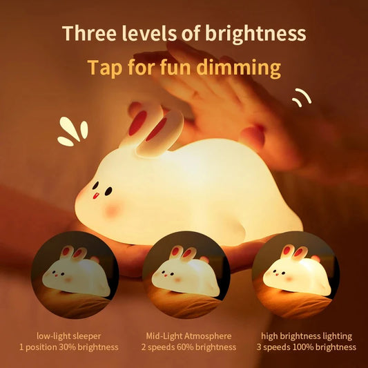 Cute Soft Silicone Bunny Night Lamp