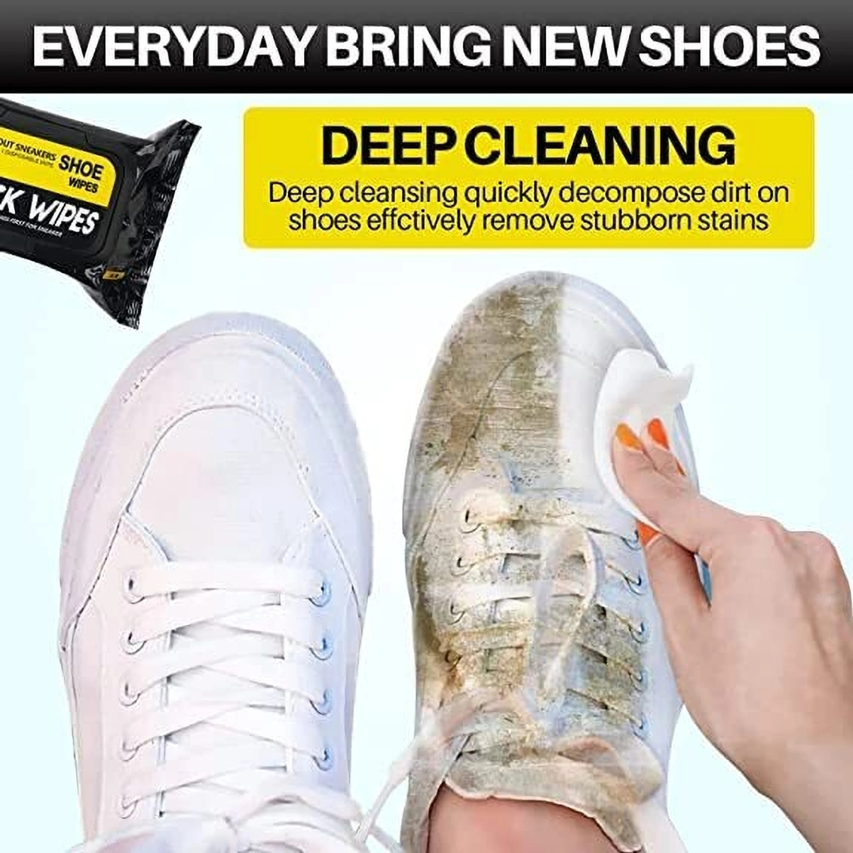 Cleaner Shoe Wipes Quickly Remove Dirt & Stains Leather, Suede, Synthetic Leather, Sports, Velour Shoe Cleaner (Neutral)