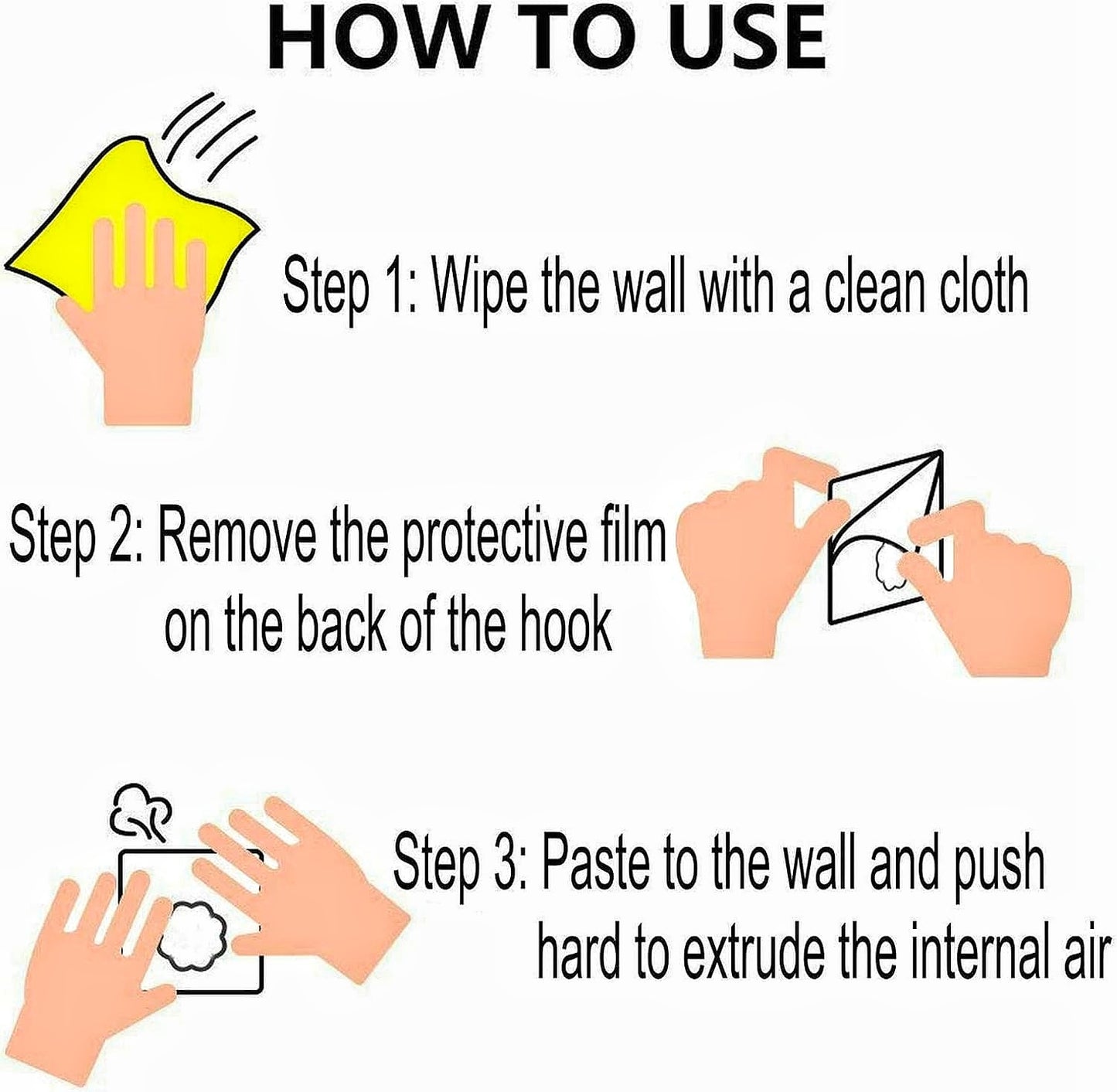 Adhesive Hooks for Wall Heavy Duty (Pack of 10)