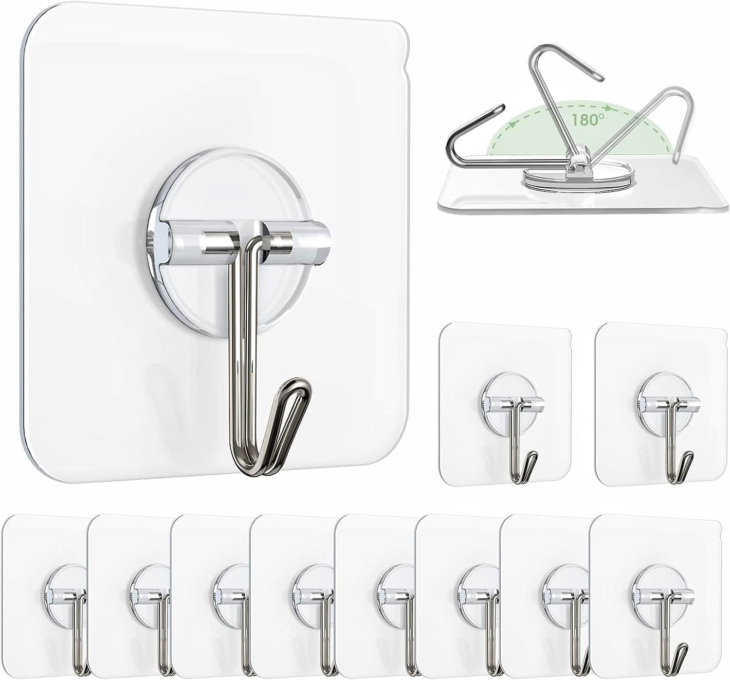 Wall Hooks for Hanging Strong, Adhesive Hooks for Wall Heavy Duty, Wall hangings, Kitchen Accessories Items, Sticky Photo Frame Hangers (Pack of 10)