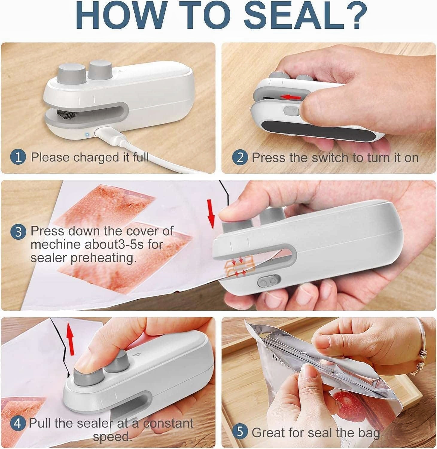 Mini portable packet sealer, sealing machine for Plastic Packing Machine for Snacks, Chips, Fresh Storage, Plastic Bags Sealing Machine