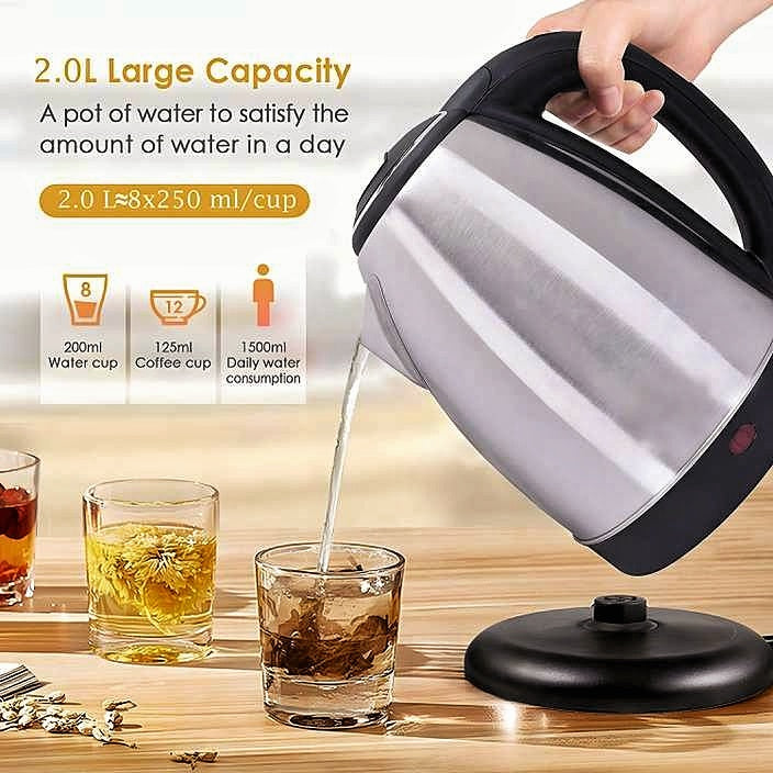 Saw Electric Kettle 2 Litre | Stainless Steel Automatic Boiler for Water, Tea & Coffee