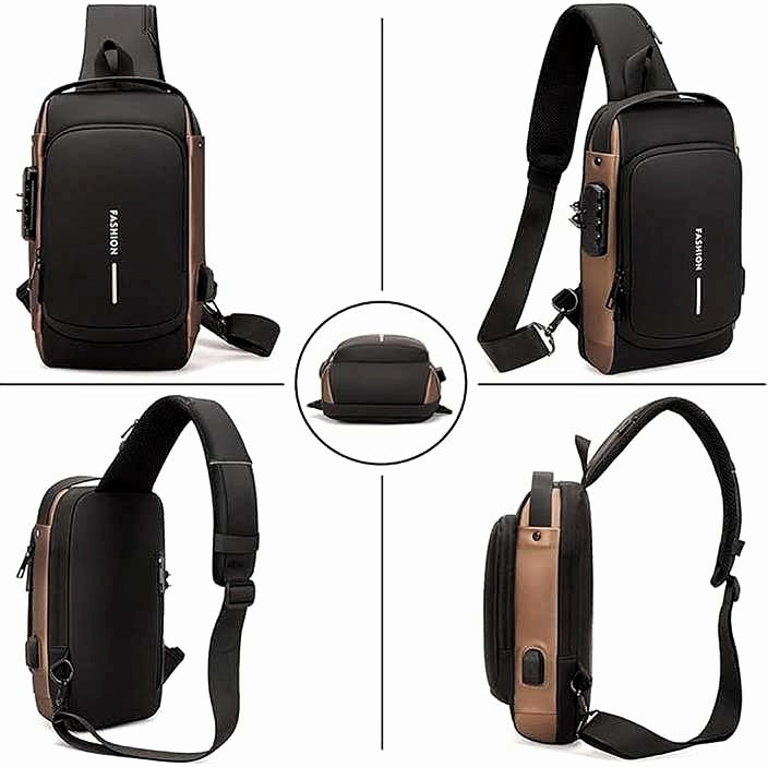 High Quality Fashion Water Proof Chest Bag USB Anti-t heft Lock Cross Body Bag