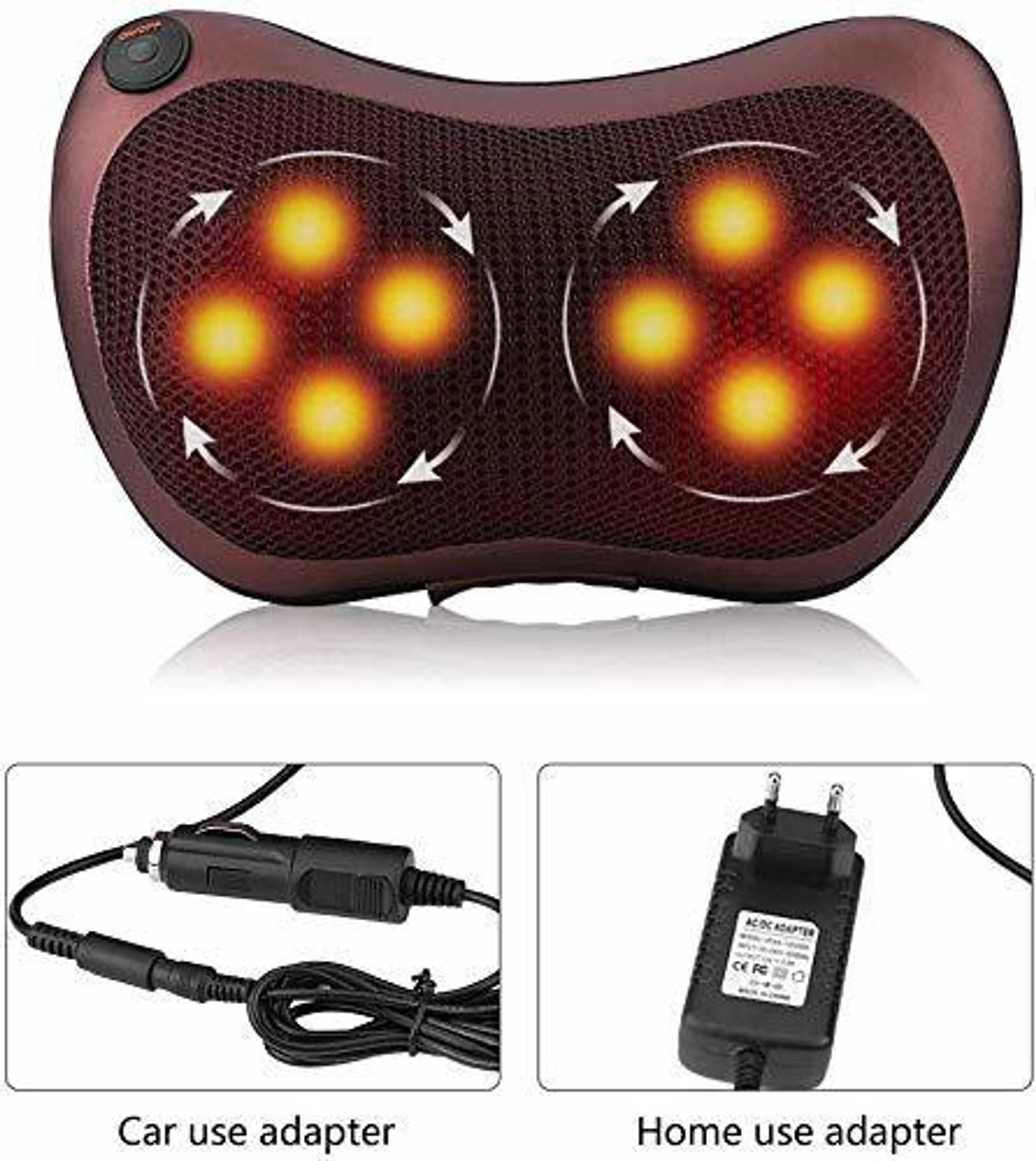Neck Back Shoulder Heat Pillow Deep Kneading Massager For Car Home & Office