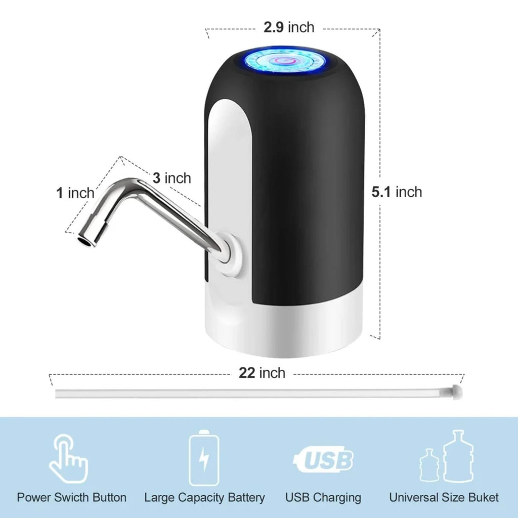 Automatic Water Dispenser Pump, USB Rechargeable Battery, Water Pump for 20 Litre Bottle Wireless Portable Mini Rechargeable Water Bottle Can Dispenser Pump