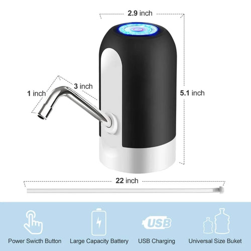 Automatic Water Dispenser Pump, USB Rechargeable Battery, Water Pump for 20 Litre Bottle Wireless Portable Mini Rechargeable Water Bottle Can Dispenser Pump