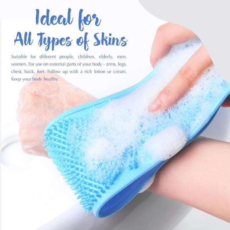 Silicone Body Brush Back Belt Scrubber Double Side Bathing Brush for Skin Deep Cleaning Massage, Dead Skin Removal Exfoliating Belt for Shower, Easy to Clean (Random Colors)