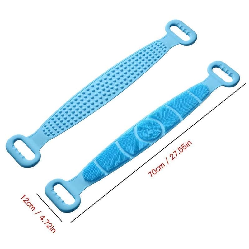 Silicone Body Brush Back Belt Scrubber Double Side Bathing Brush for Skin Deep Cleaning Massage, Dead Skin Removal Exfoliating Belt for Shower, Easy to Clean (Random Colors)