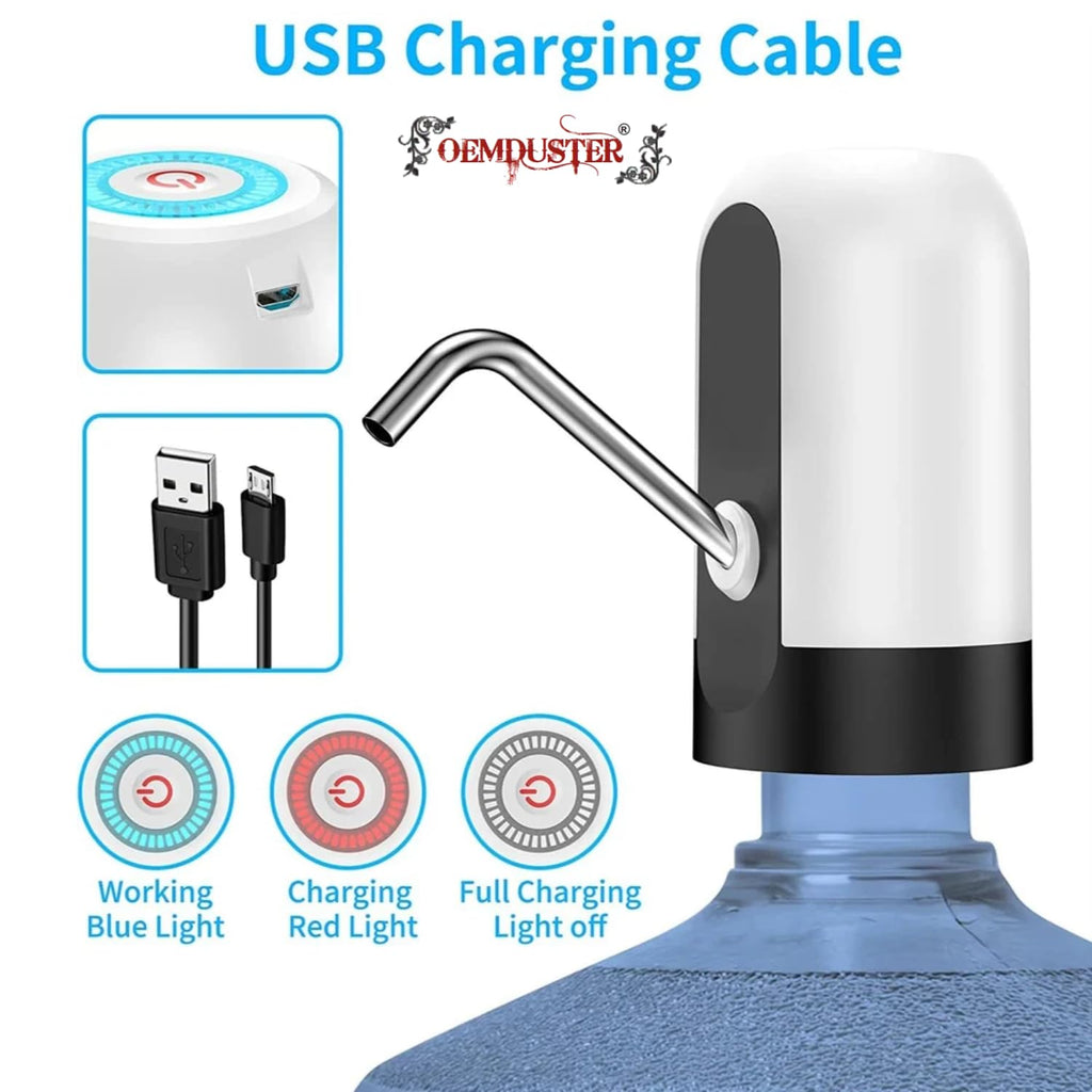 Automatic Water Dispenser Pump, USB Rechargeable Battery, Water Pump for 20 Litre Bottle Wireless Portable Mini Rechargeable Water Bottle Can Dispenser Pump