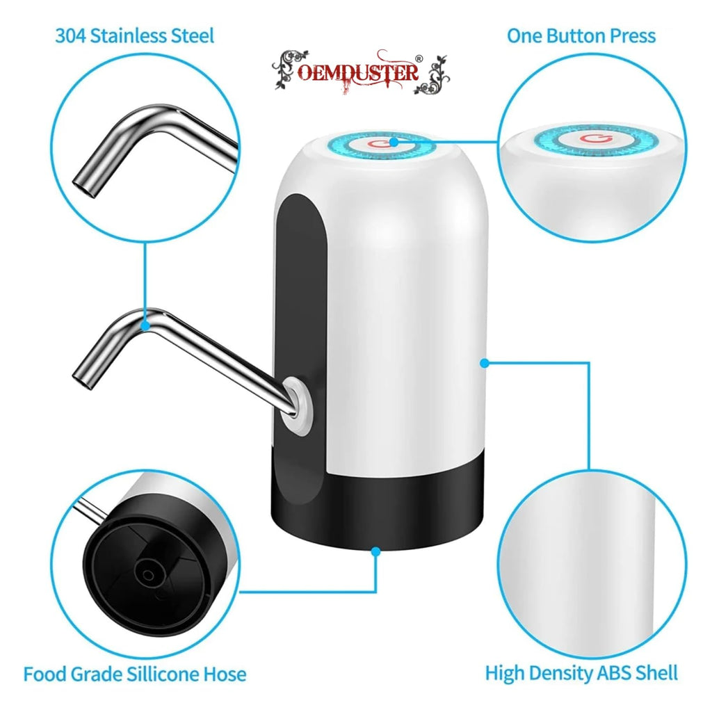 Automatic Water Dispenser Pump, USB Rechargeable Battery, Water Pump for 20 Litre Bottle Wireless Portable Mini Rechargeable Water Bottle Can Dispenser Pump