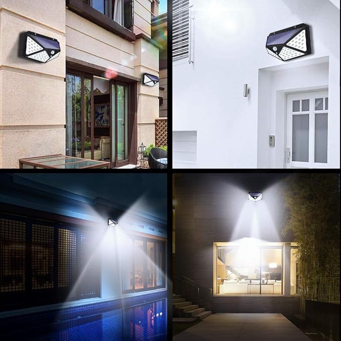 Solar Motion Sensor Outdoor Light, BK100 LED Wide Angle Security Wall Light, Black