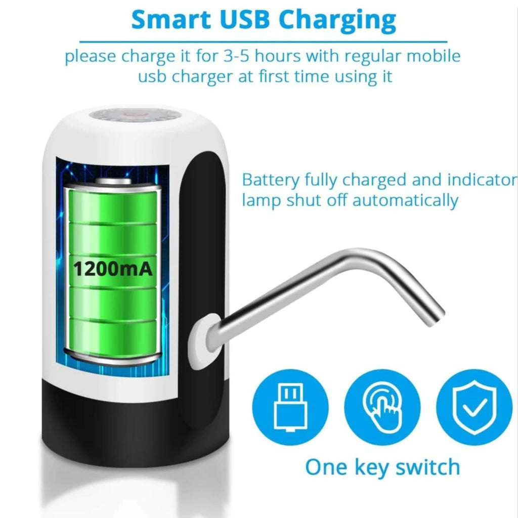 Automatic Water Dispenser Pump, USB Rechargeable Battery, Water Pump for 20 Litre Bottle Wireless Portable Mini Rechargeable Water Bottle Can Dispenser Pump