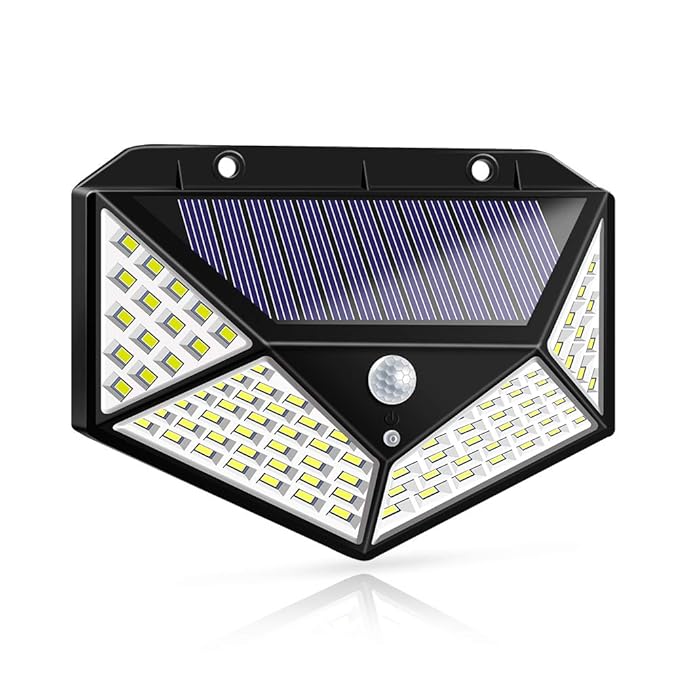 Solar Motion Sensor Outdoor Light, BK100 LED Wide Angle Security Wall Light, Black
