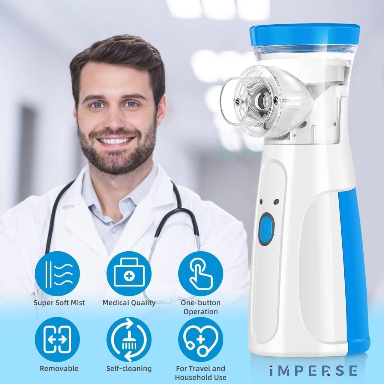 Portable Mesh Nebulizer, Handheld Steam Inhaler Machine for Cold