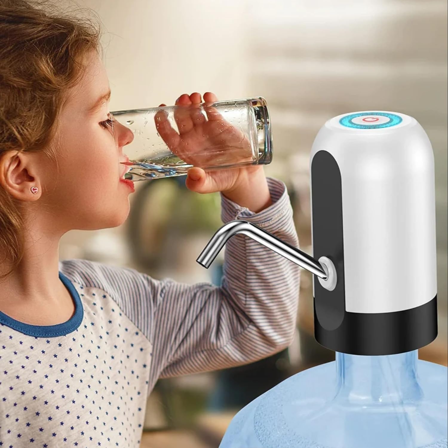 Automatic Water Dispenser Pump, USB Rechargeable Battery, Water Pump for 20 Litre Bottle Wireless Portable Mini Rechargeable Water Bottle Can Dispenser Pump