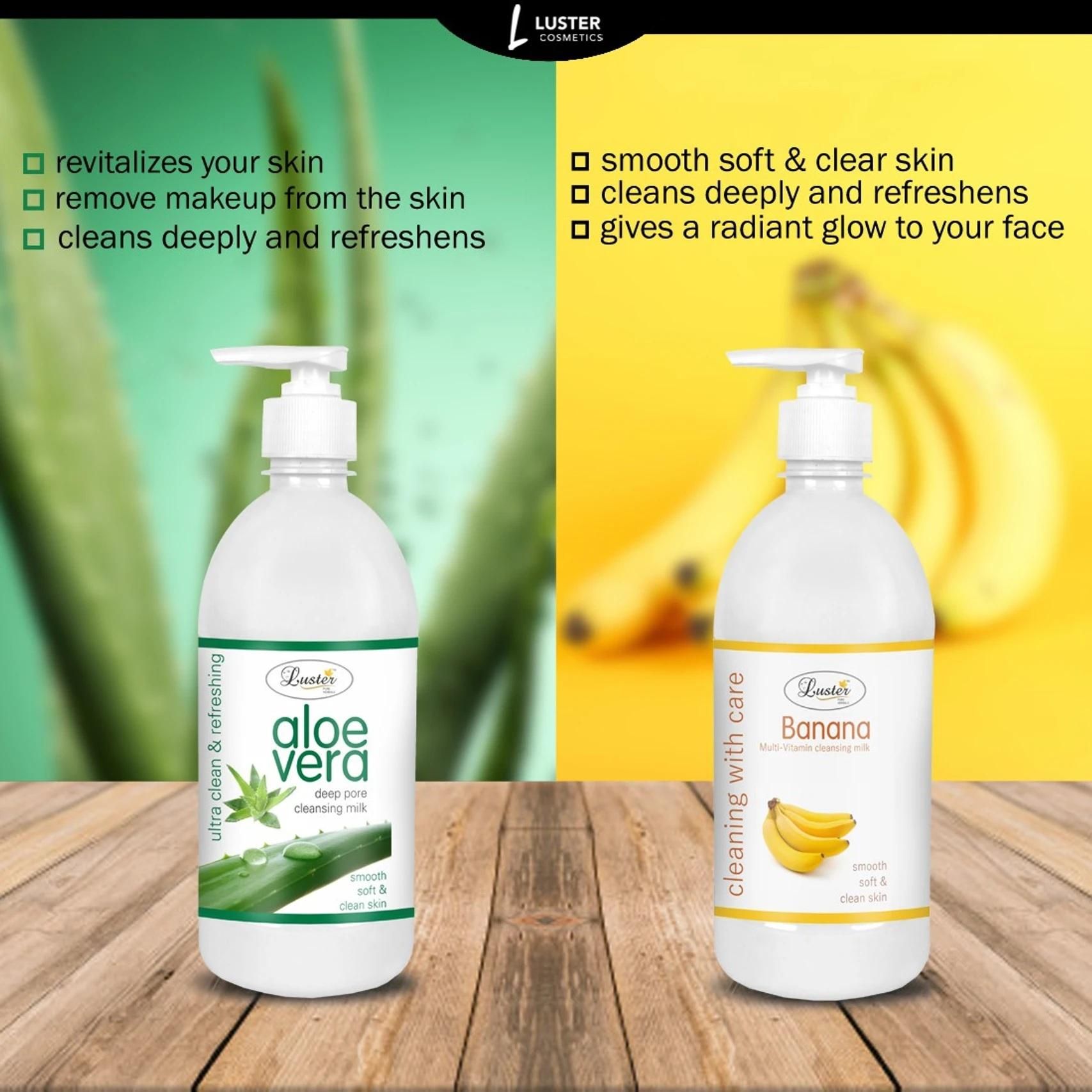 Banana and Aloe vera Cleansing Milk 500 ML (Pack of 2 )