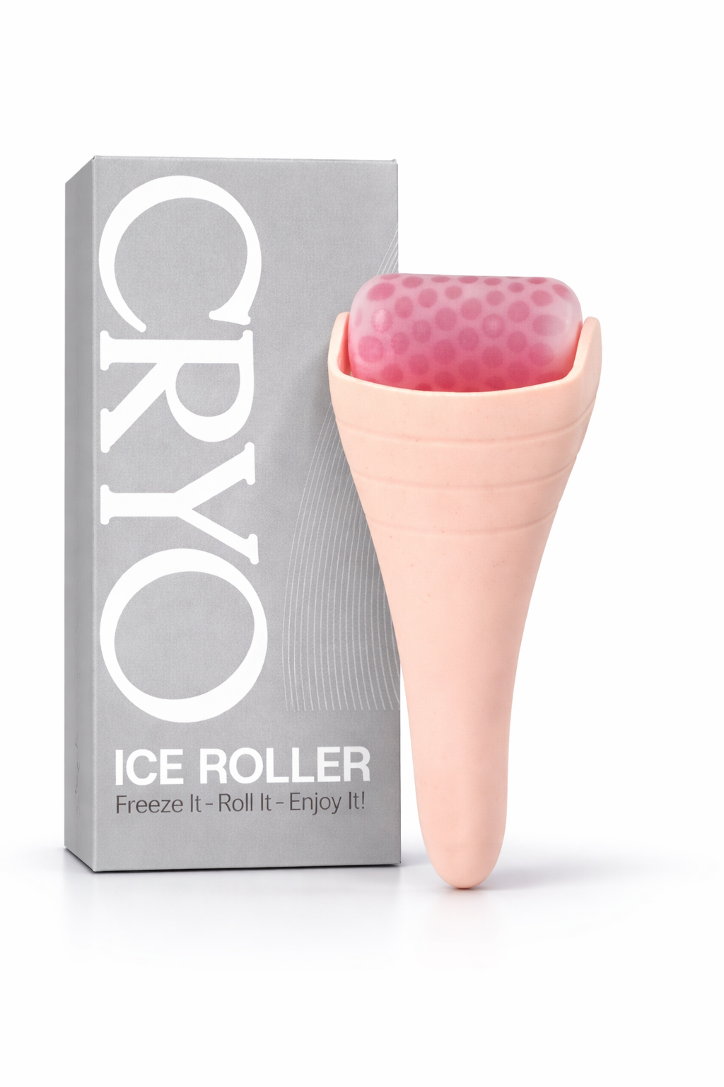 Ice Roller for Face and Body, Cooling Massage Tool, Pink and Grey