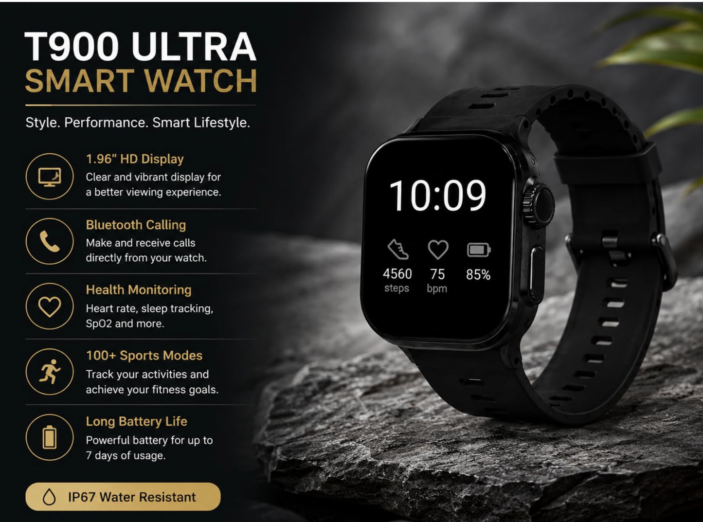T900 Ultra Smart Watch, 1.96" HD Display