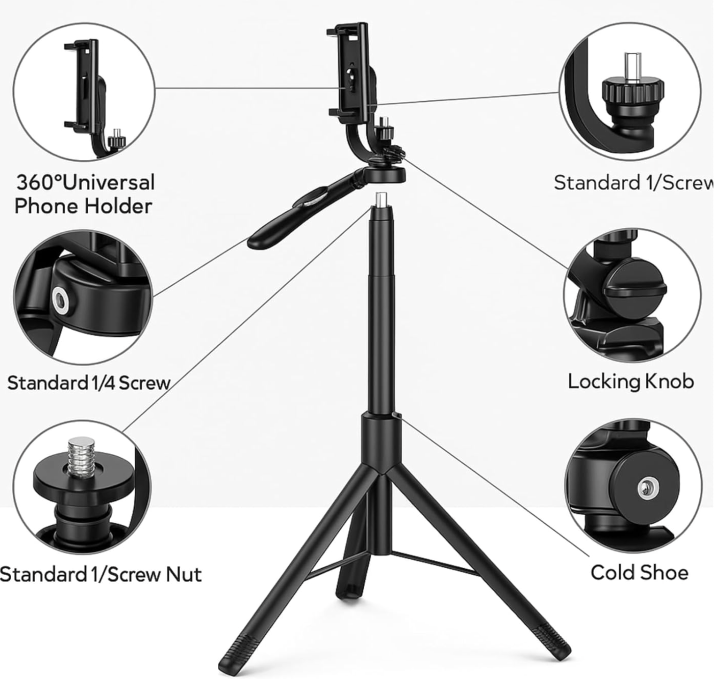 R1S-L 3-in-1 Bluetooth selfie stick and tripod stand