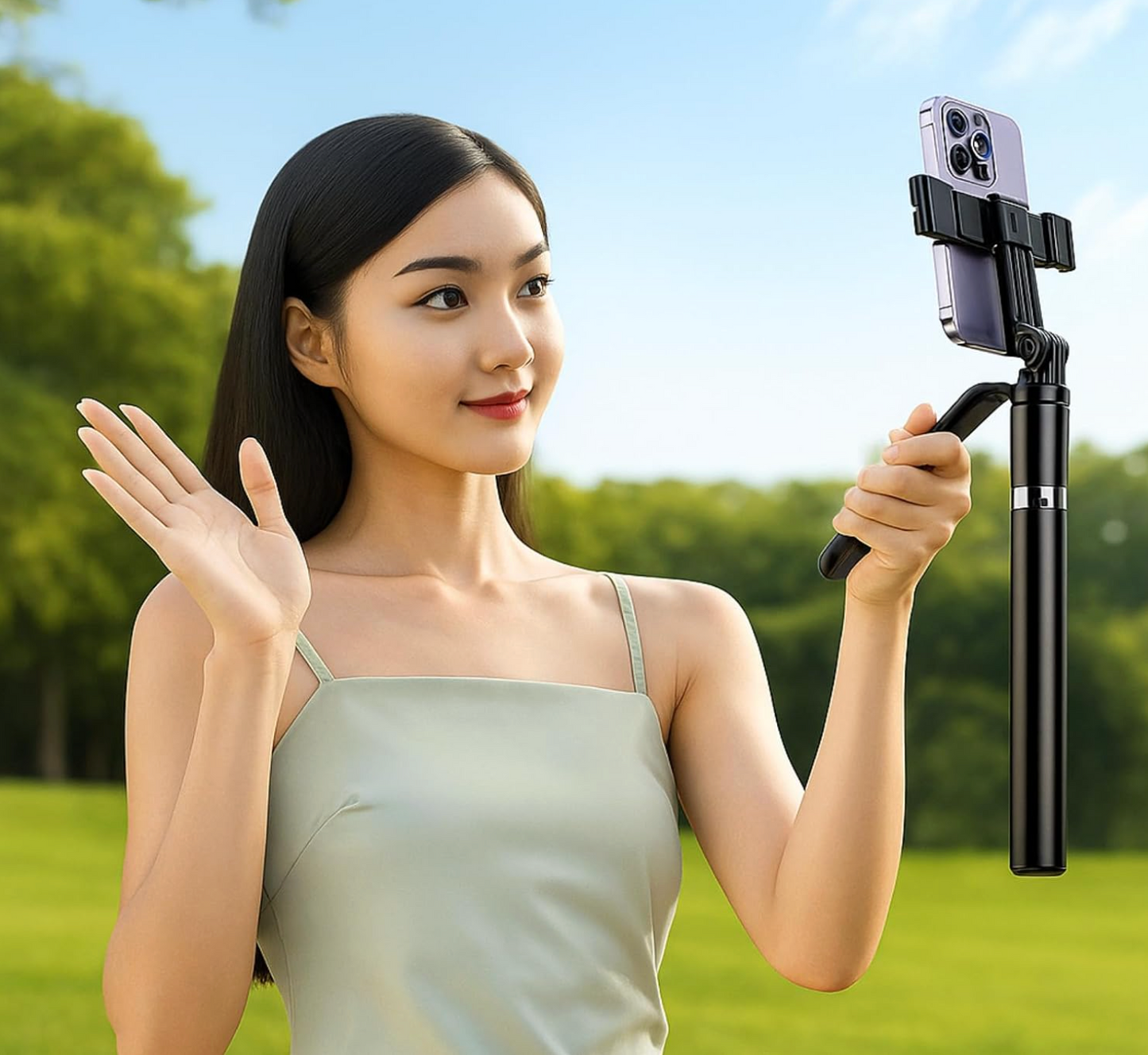 R1S-L 3-in-1 Bluetooth selfie stick and tripod stand
