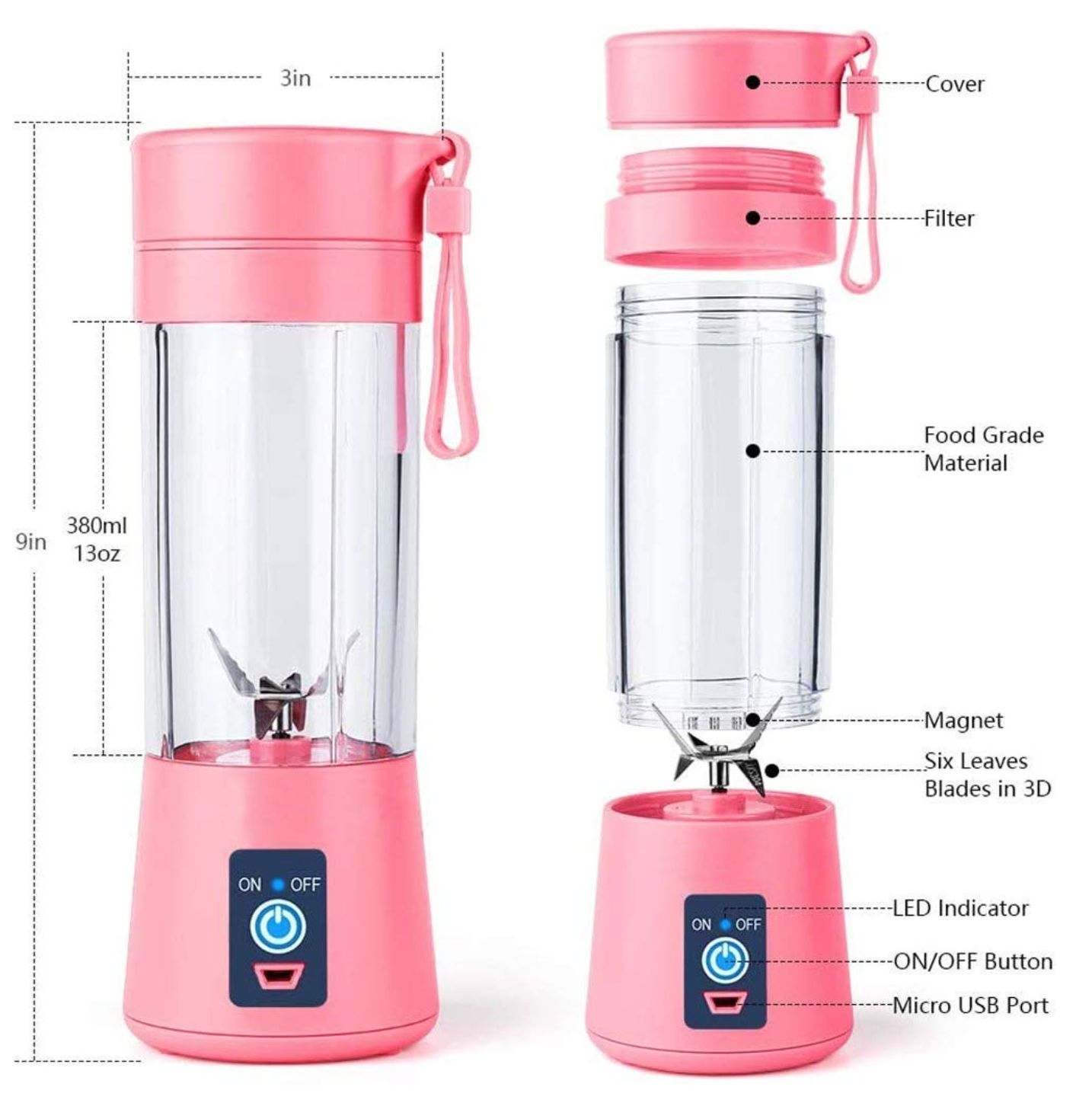 Portable Rechargeable USB Juicer Bottle Blender