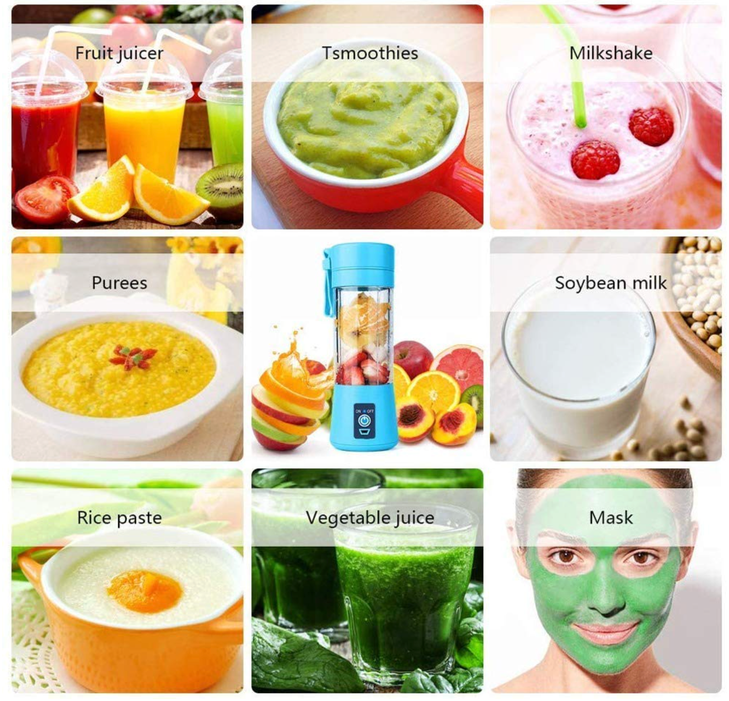 Portable Rechargeable USB Juicer Bottle Blender