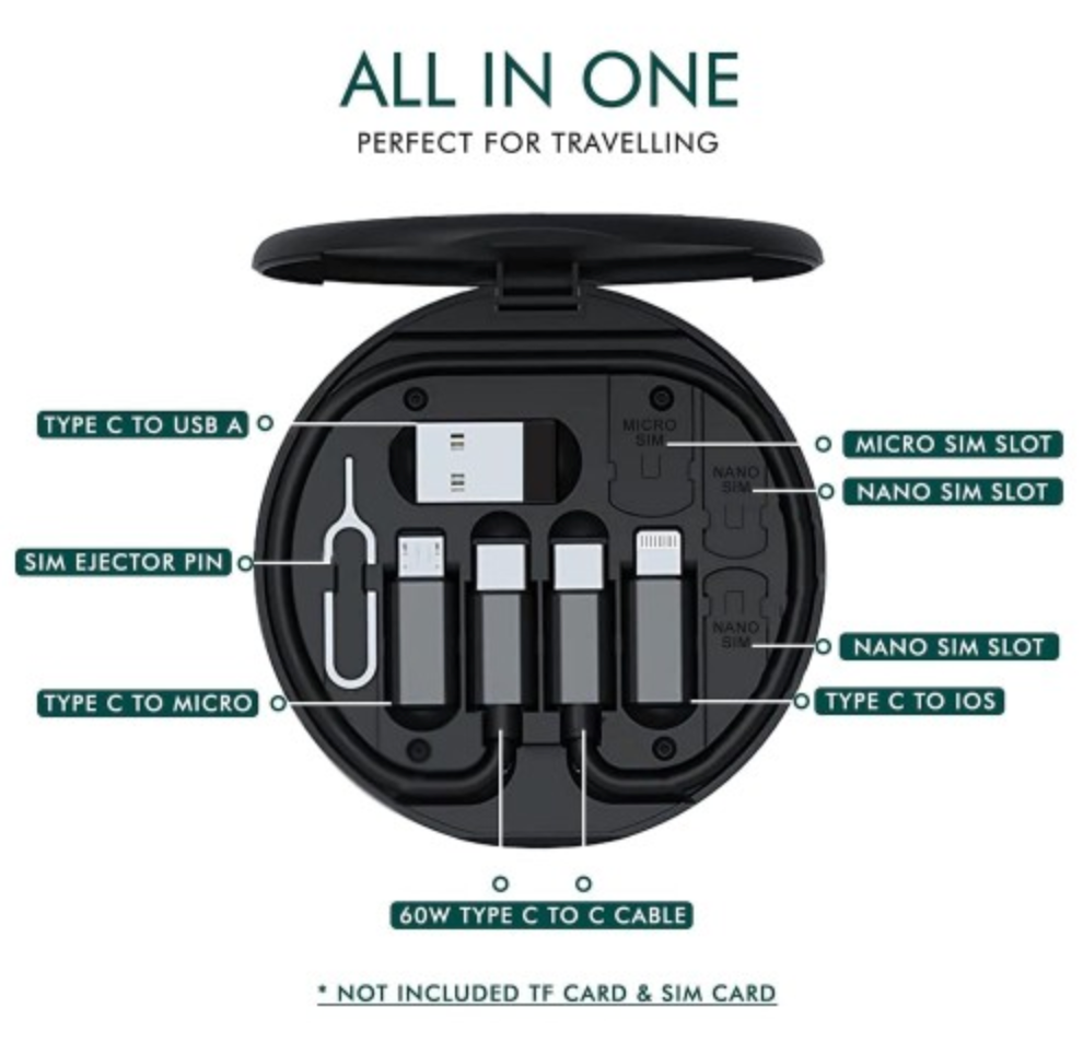 All in One 60W USB Fast Charging Travel Cable Set