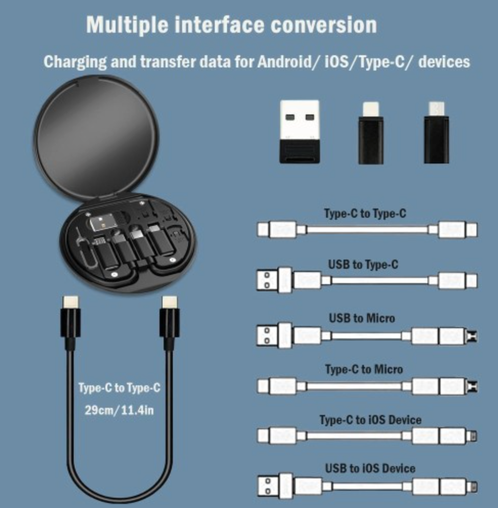 All in One 60W USB Fast Charging Travel Cable Set