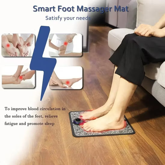 EMS Foot Massager Pad | Electric Foot Stimulator for Pain Relief, Blood Circulation & Relaxation | Portable Massage Mat