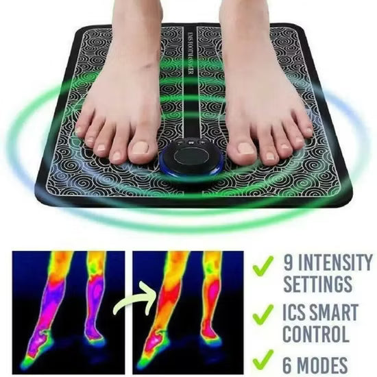 EMS Foot Massager Pad | Electric Foot Stimulator for Pain Relief, Blood Circulation & Relaxation | Portable Massage Mat
