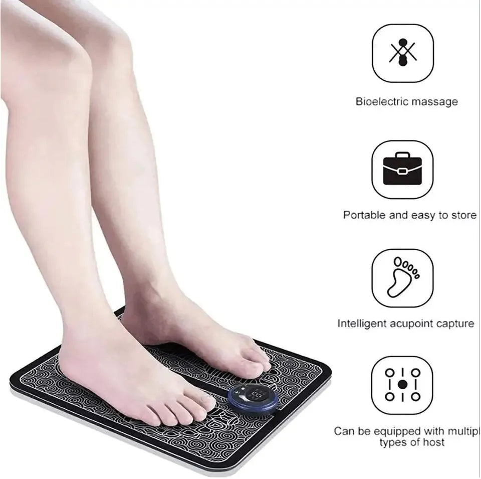 EMS Foot Massager Pad | Electric Foot Stimulator for Pain Relief, Blood Circulation & Relaxation | Portable Massage Mat