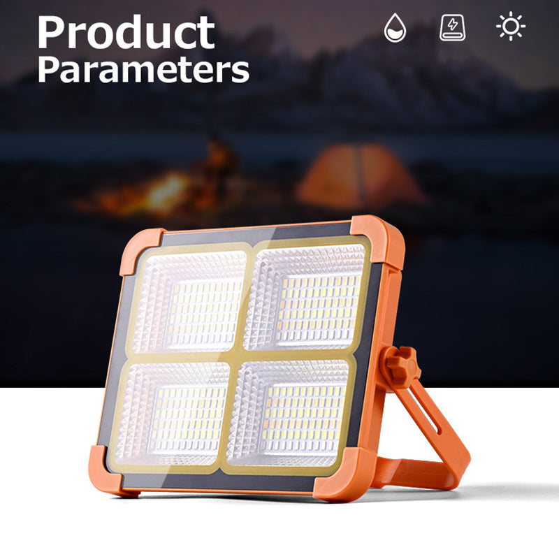 Solar LED Flood Light Outdoor | Rechargeable Waterproof Solar Light | High Brightness 4 Panel LED Security Light with Stand for Home, Garden & Street