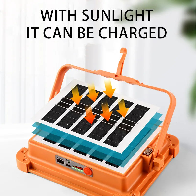 Solar LED Flood Light Outdoor | Rechargeable Waterproof Solar Light | High Brightness 4 Panel LED Security Light with Stand for Home, Garden & Street