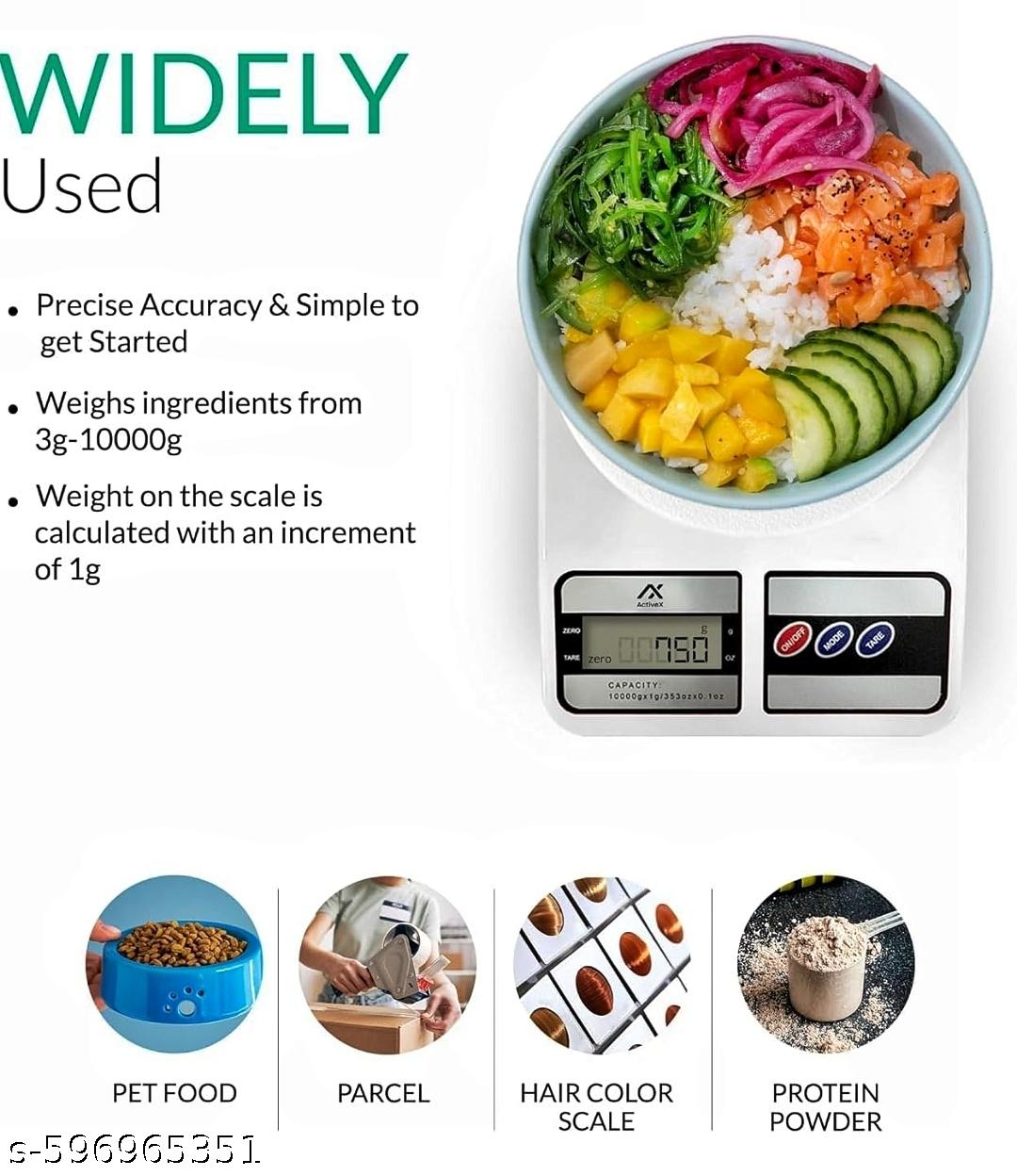 SF-400 Digital Kitchen Weighing Scale  Upto 10kg   Electronic Weight Machine with LCD Display (White)