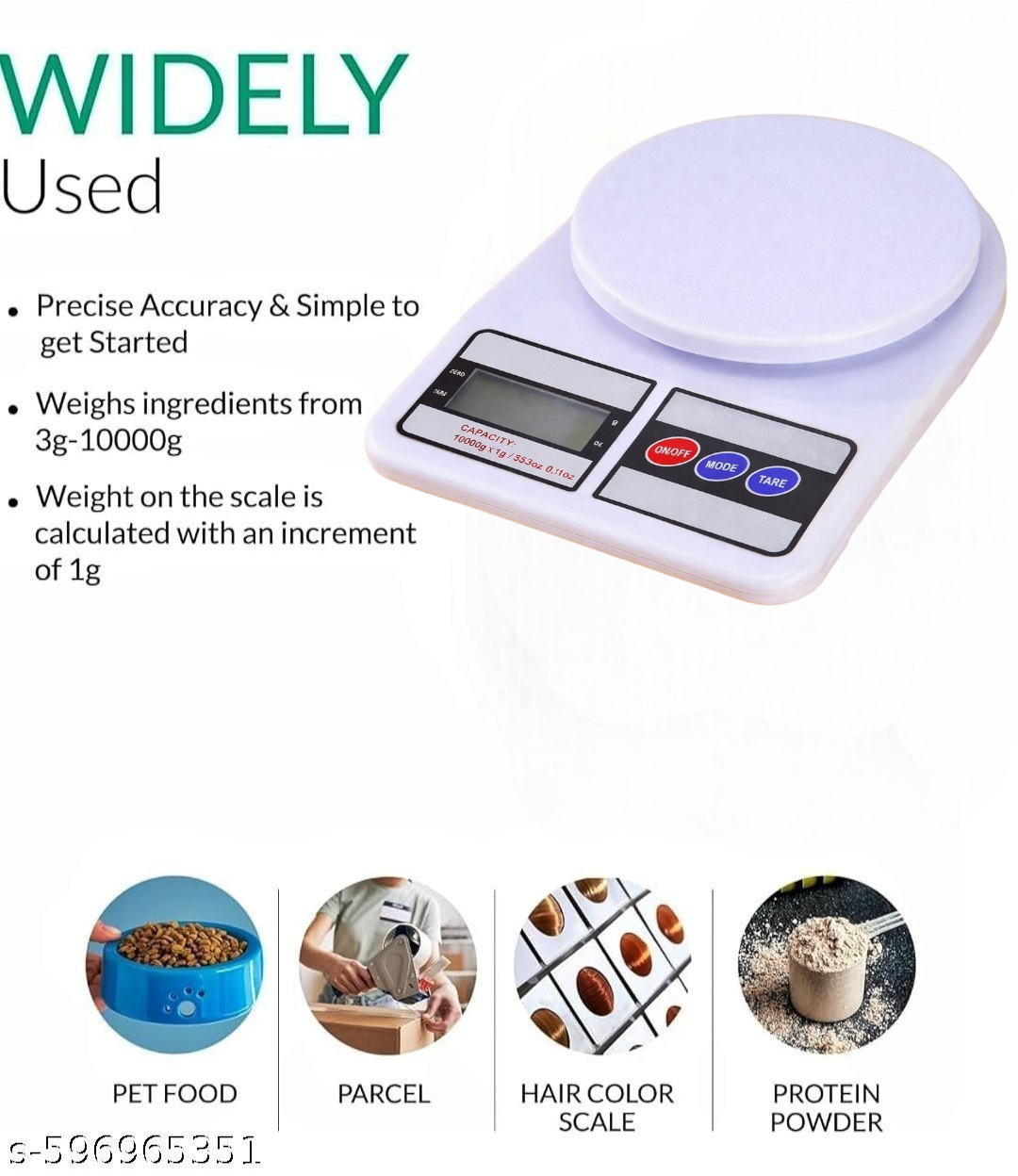 SF-400 Digital Kitchen Weighing Scale  Upto 10kg   Electronic Weight Machine with LCD Display (White)
