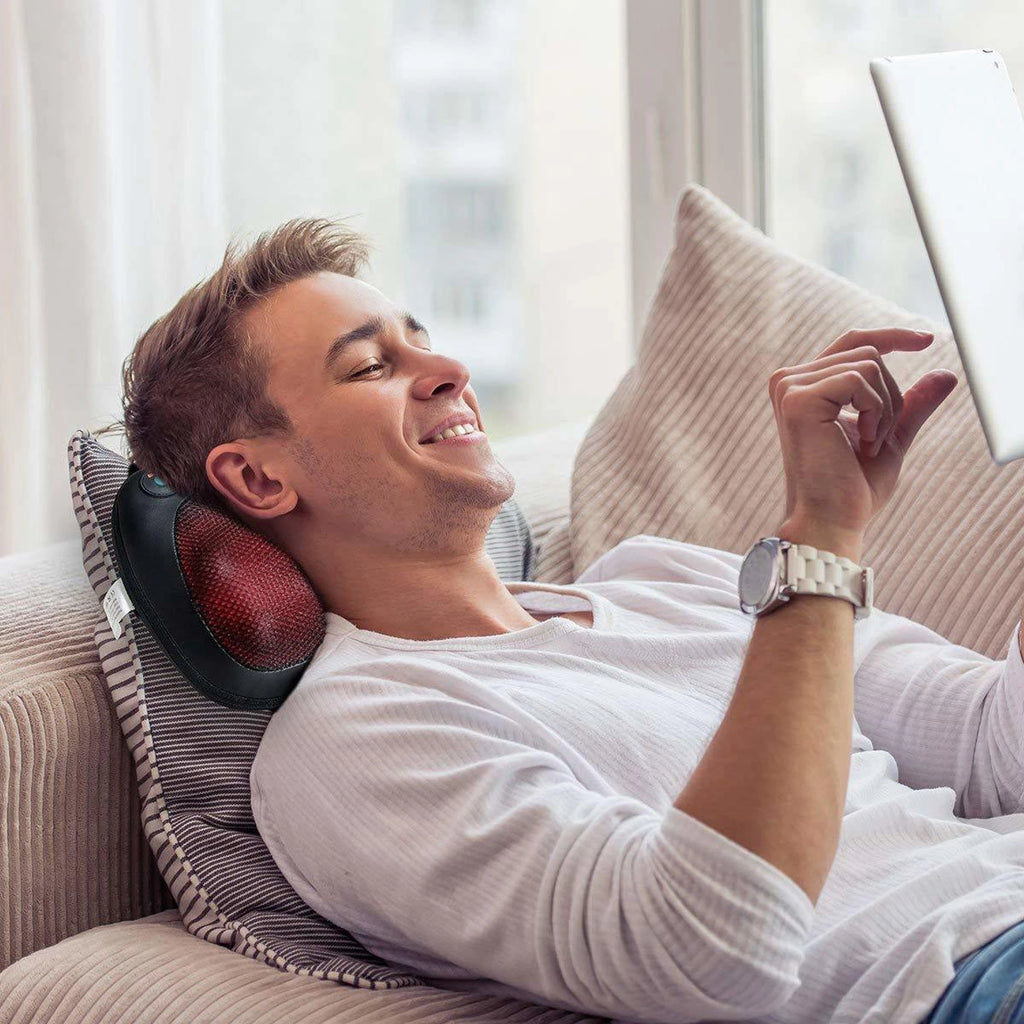 Neck Back Shoulder Heat Pillow Deep Kneading Massager For Car Home & Office