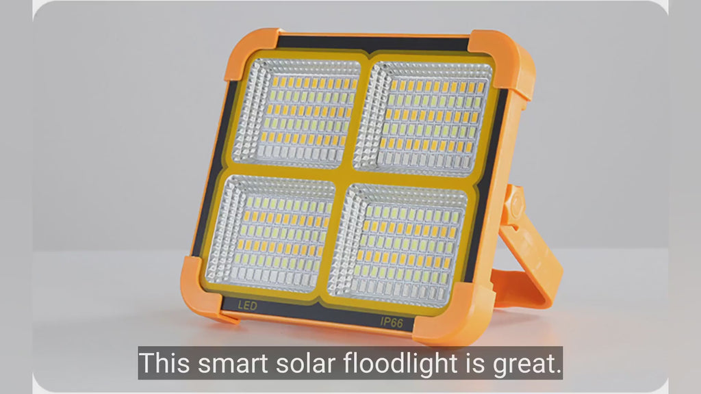 Solar LED Flood Light Outdoor | Rechargeable Waterproof Solar Light | High Brightness 4 Panel LED Security Light with Stand for Home, Garden & Street